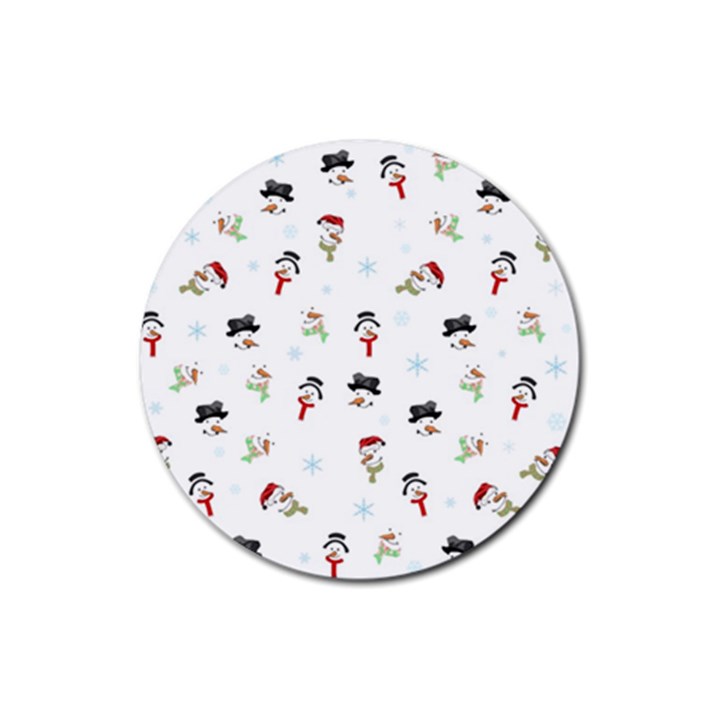 Snowman pattern Rubber Coaster (Round) 