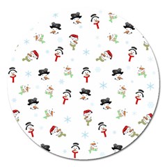 Snowman Pattern Magnet 5  (round) by Valentinaart