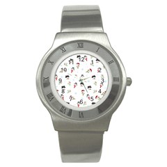 Snowman Pattern Stainless Steel Watch by Valentinaart