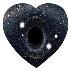 Brightest Cluster Galaxies And Supermassive Black Holes Jigsaw Puzzle (heart) by Mariart