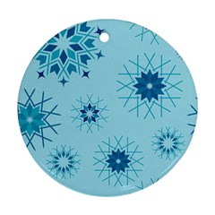 Blue Winter Snowflakes Star Round Ornament (two Sides) by Mariart