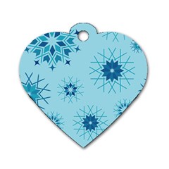 Blue Winter Snowflakes Star Dog Tag Heart (one Side) by Mariart