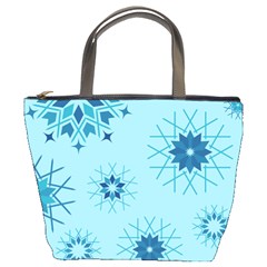 Blue Winter Snowflakes Star Bucket Bags by Mariart