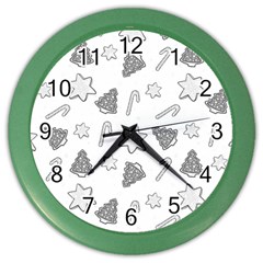 Ginger Cookies Christmas Pattern Color Wall Clocks by Valentinaart