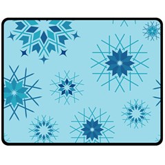 Blue Winter Snowflakes Star Fleece Blanket (medium)  by Mariart