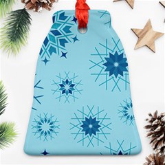 Blue Winter Snowflakes Star Bell Ornament (two Sides) by Mariart