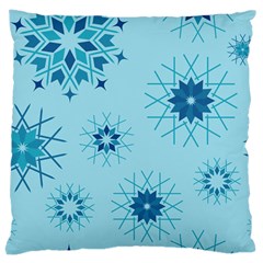 Blue Winter Snowflakes Star Large Cushion Case (two Sides) by Mariart