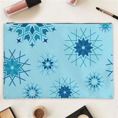 Blue Winter Snowflakes Star Cosmetic Bag (xxl)  by Mariart