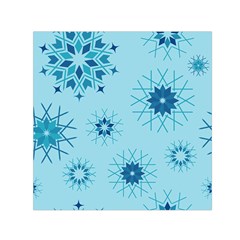 Blue Winter Snowflakes Star Small Satin Scarf (square) by Mariart