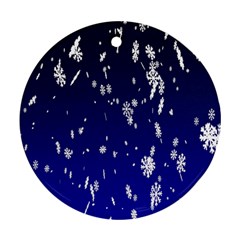 Blue Sky Christmas Snowflake Ornament (round) by Mariart