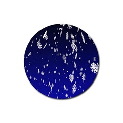 Blue Sky Christmas Snowflake Rubber Coaster (round)  by Mariart