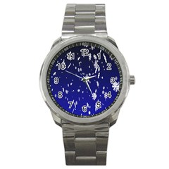 Blue Sky Christmas Snowflake Sport Metal Watch by Mariart