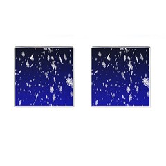 Blue Sky Christmas Snowflake Cufflinks (square) by Mariart