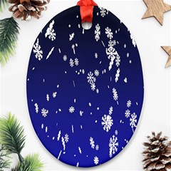 Blue Sky Christmas Snowflake Oval Ornament (two Sides)