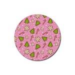 Ginger cookies Christmas pattern Rubber Coaster (Round)  Front