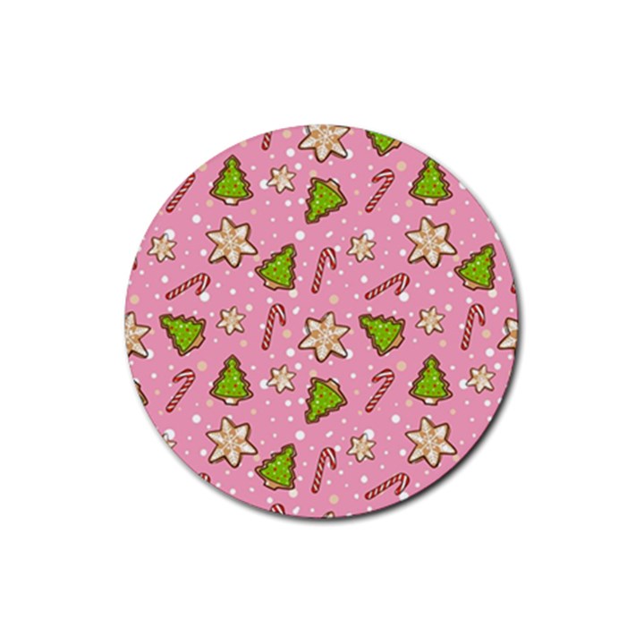 Ginger cookies Christmas pattern Rubber Coaster (Round) 