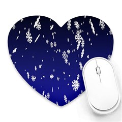 Blue Sky Christmas Snowflake Heart Mousepads by Mariart