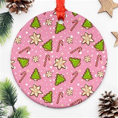 Ginger Cookies Christmas Pattern Round Ornament (two Sides) by Valentinaart