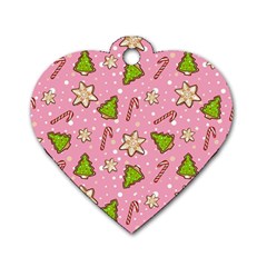 Ginger Cookies Christmas Pattern Dog Tag Heart (two Sides) by Valentinaart