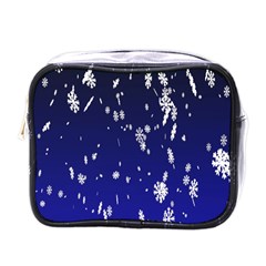 Blue Sky Christmas Snowflake Mini Toiletries Bags by Mariart