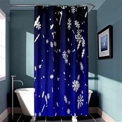 Blue Sky Christmas Snowflake Shower Curtain 36  X 72  (stall)  by Mariart