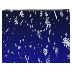 Blue Sky Christmas Snowflake Cosmetic Bag (xxxl)  by Mariart