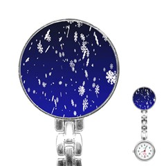 Blue Sky Christmas Snowflake Stainless Steel Nurses Watch by Mariart