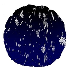 Blue Sky Christmas Snowflake Large 18  Premium Flano Round Cushions by Mariart