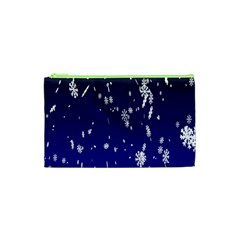 Blue Sky Christmas Snowflake Cosmetic Bag (xs) by Mariart