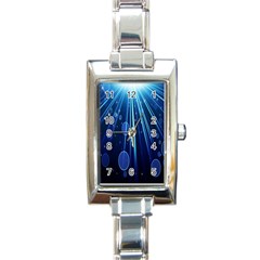 Blue Rays Light Stars Space Rectangle Italian Charm Watch