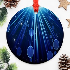 Blue Rays Light Stars Space Ornament (Round)