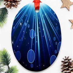 Blue Rays Light Stars Space Ornament (Oval)