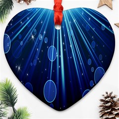 Blue Rays Light Stars Space Ornament (Heart)