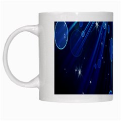 Blue Rays Light Stars Space White Mugs