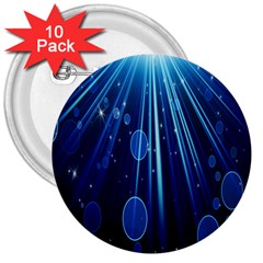 Blue Rays Light Stars Space 3  Buttons (10 pack) 