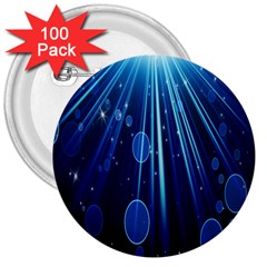 Blue Rays Light Stars Space 3  Buttons (100 pack) 