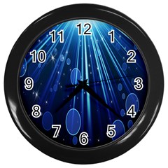 Blue Rays Light Stars Space Wall Clocks (Black)