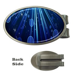 Blue Rays Light Stars Space Money Clips (oval) 