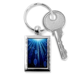 Blue Rays Light Stars Space Key Chains (rectangle)  by Mariart