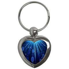 Blue Rays Light Stars Space Key Chains (Heart) 