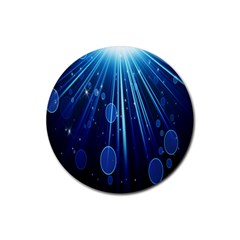 Blue Rays Light Stars Space Rubber Coaster (Round) 