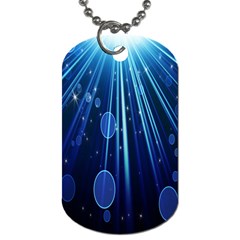 Blue Rays Light Stars Space Dog Tag (One Side)