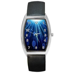 Blue Rays Light Stars Space Barrel Style Metal Watch by Mariart