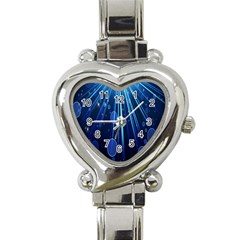 Blue Rays Light Stars Space Heart Italian Charm Watch