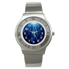 Blue Rays Light Stars Space Stainless Steel Watch