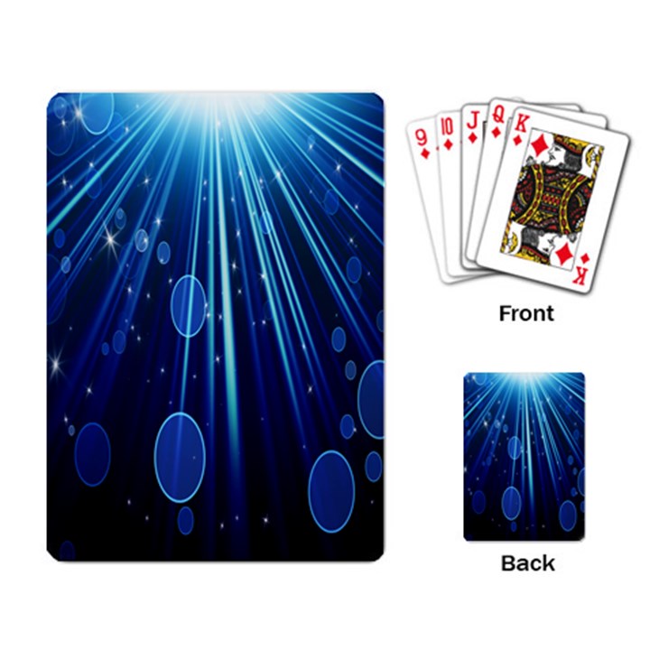 Blue Rays Light Stars Space Playing Card