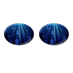 Blue Rays Light Stars Space Cufflinks (Oval)