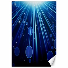 Blue Rays Light Stars Space Canvas 12  x 18  