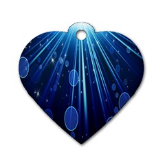 Blue Rays Light Stars Space Dog Tag Heart (One Side)