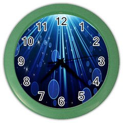 Blue Rays Light Stars Space Color Wall Clocks